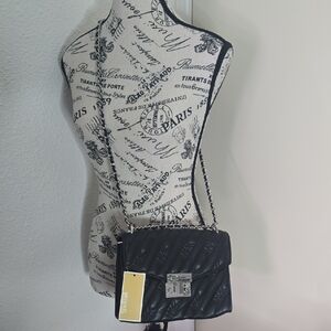 MICHAEL Michael Kors Black Quilted MK Shoulder/Crossbody Flap Bag (NWT)🩶🖤🩶